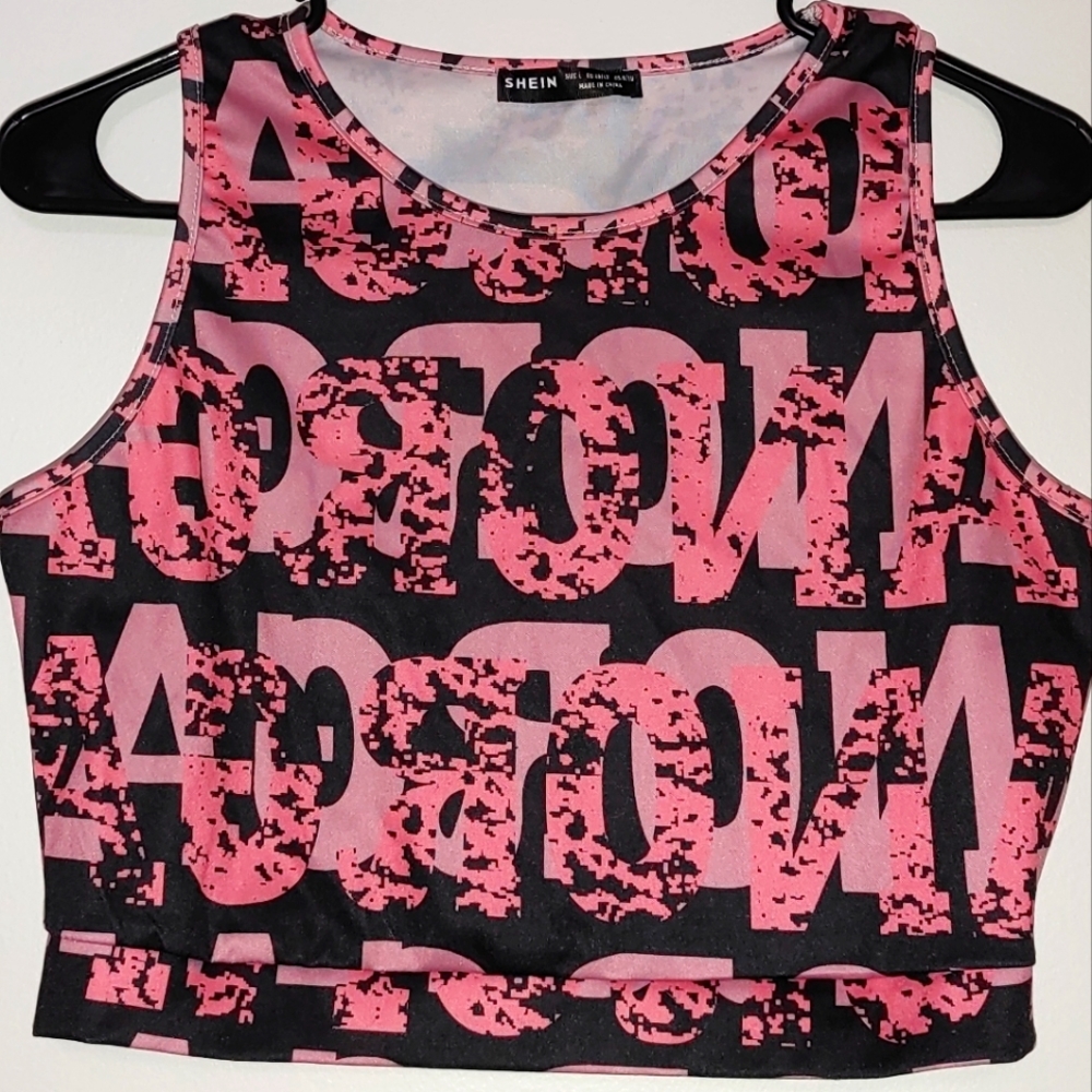 SHIEN Crop Top, Size L, pink and black